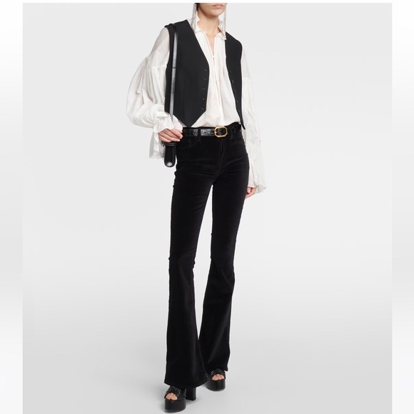 New Frame Le High Flate Velveteen Black Jeans Pants Sz 26